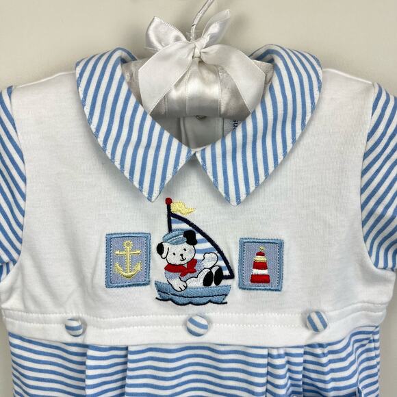 Vintage First Impressions Blue Stripe Sailor Outfit 6-9 Months - Picture 2 of 8